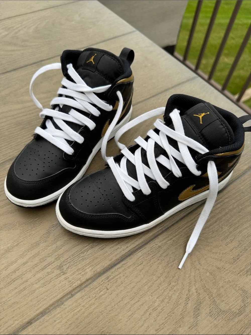 Nike Black & Gold High-Top Sneakers with White Laces